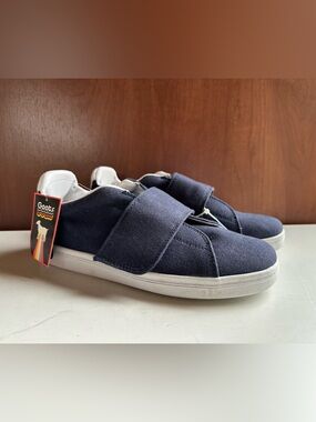 Navy Canvas Velcro Slip-On Men's Sneakers